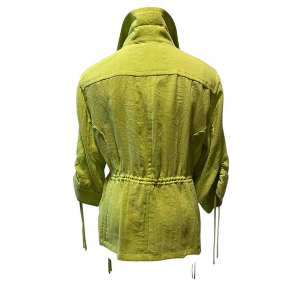 Peck & Peck Lime Green Utility Jacket 1X - Button Front with‎ Drawstring Detail - Picture 4 of 5